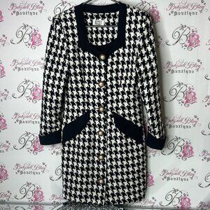 Forever 21 dress blazer style Elegant Black and White Houndstooth Women's Coat